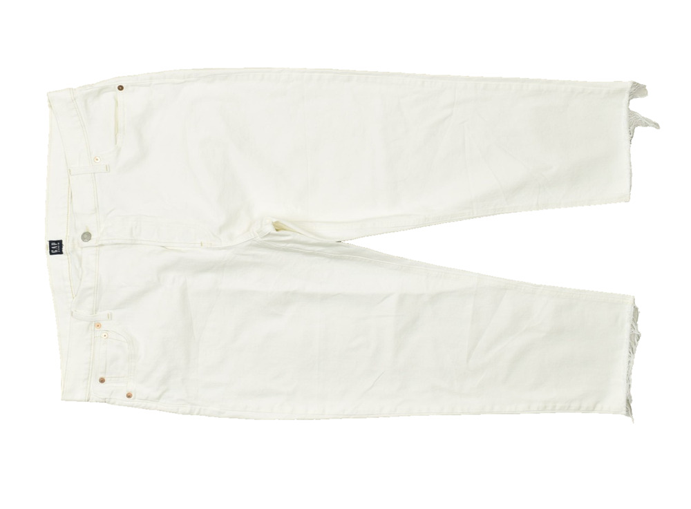 Gap Denim Women's Size 20/35 White Cheeky Straight Leg Button Fly Raw Hem Jeans